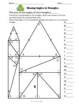 Missing Angles In Triangles Worksheet Answers Snake Snake Poin
