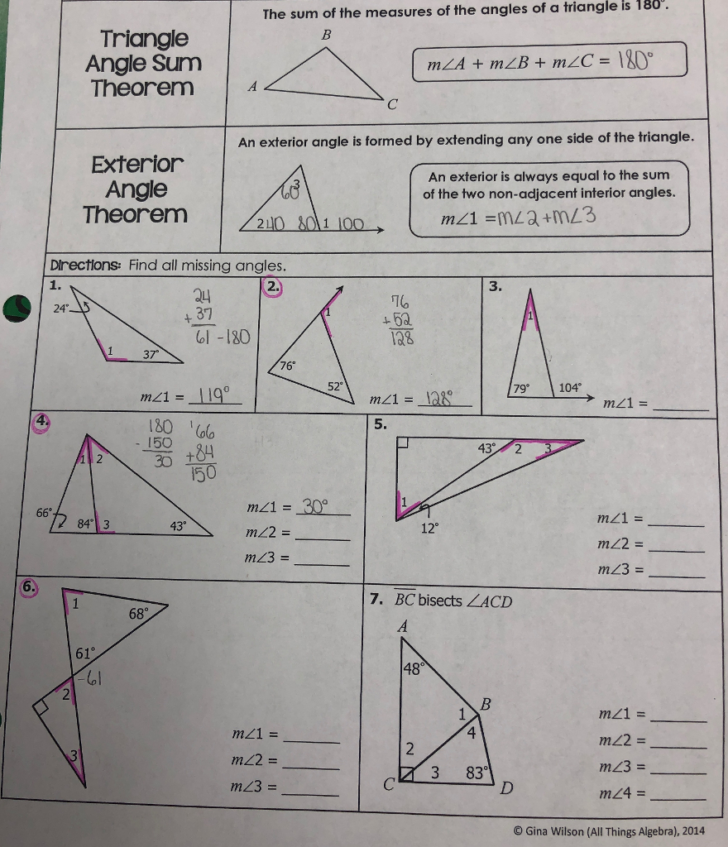 Triangle Angle Sum Worksheet Answer Key Db excel