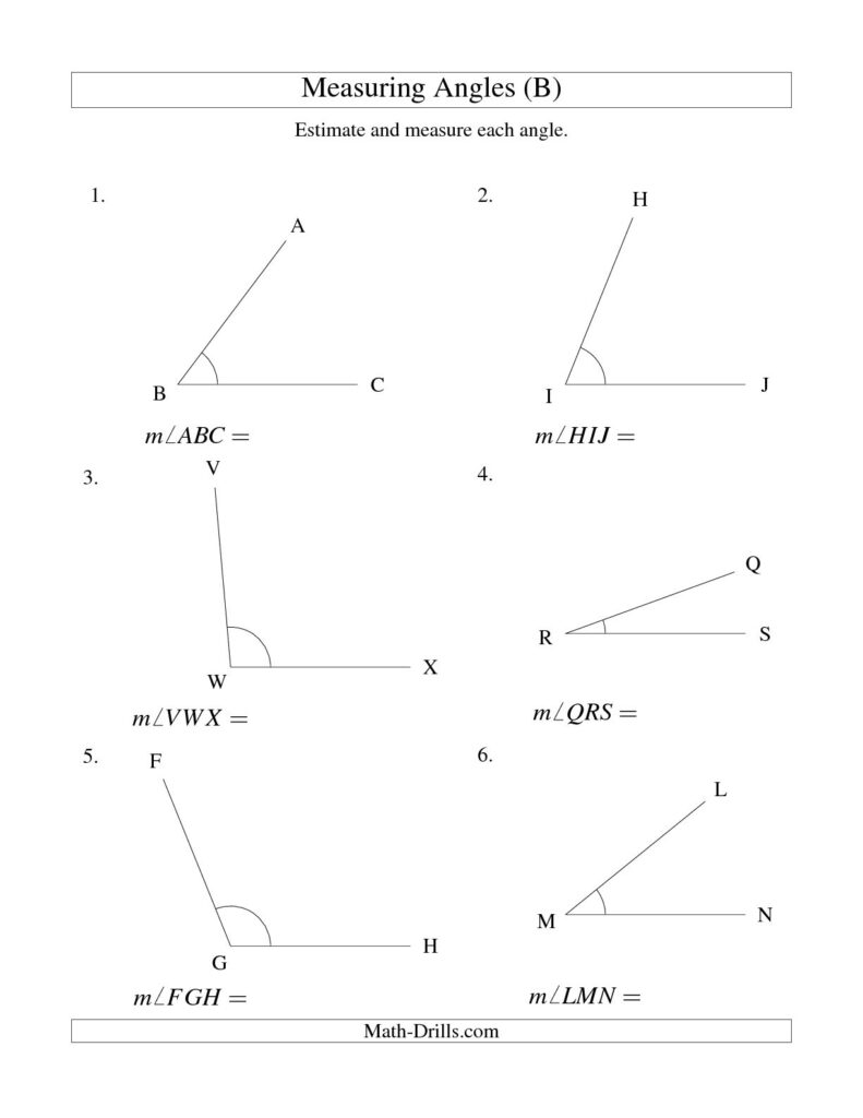 6 5th Grade Angle Measurement Worksheets Worksheeto