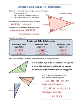 Angle And Side Relationship In Triangles By Tara Murphy TPT
