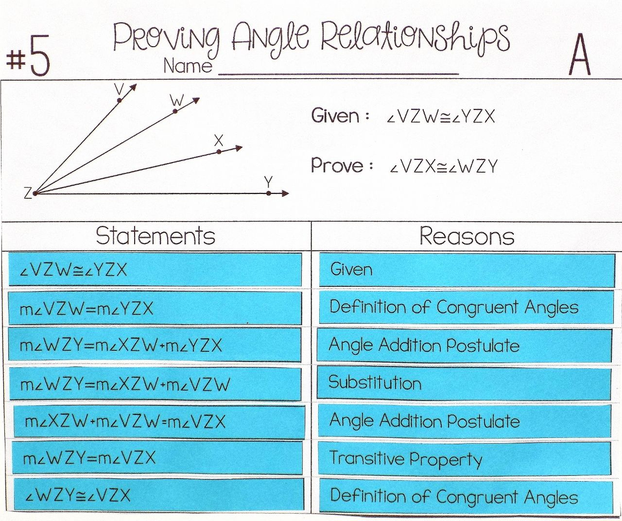 Angle Proofs Worksheets With Answers