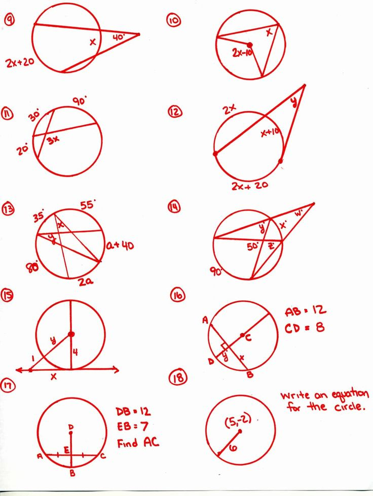 Angles In A Circle Worksheet With Answers