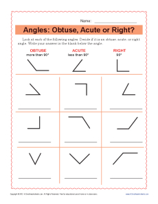 Angles Obtuse Acute Or Right 4th Grade Geometry Worksheets