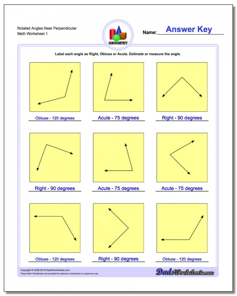 Angles Right Obtuse Acute Math Worksheets Printable