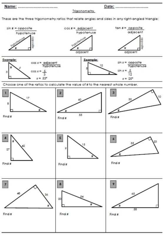 Answer Key Trigonometry Worksheet With Answers