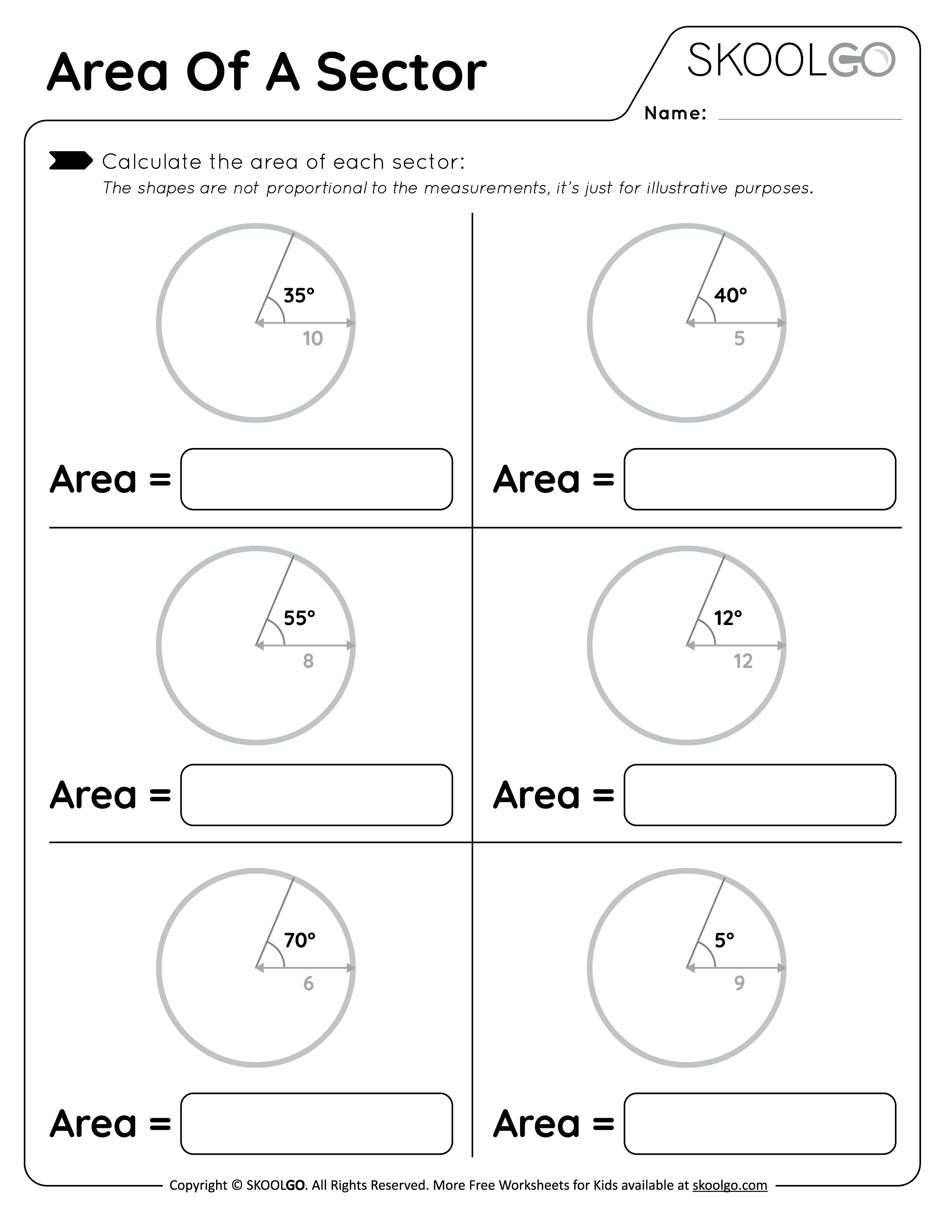 Area Of A Sector Free Worksheet For Kids SKOOLGO