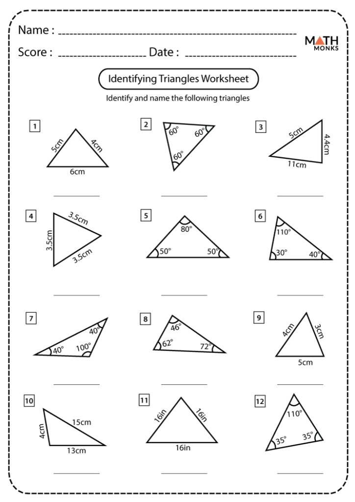 Classifying Triangles Worksheets Math Monks