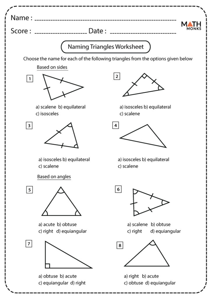 Classifying Triangles Worksheets Math Monks