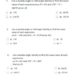 Double And Half Angle Identities Worksheet Answers Kuta Software