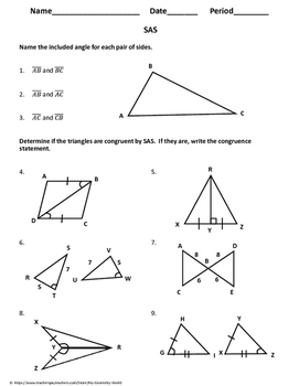 Geometry Worksheet Side Angle Side By My Geometry World TpT