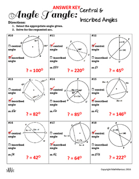 Inscribed Angles Geometry Worksheet Answers
