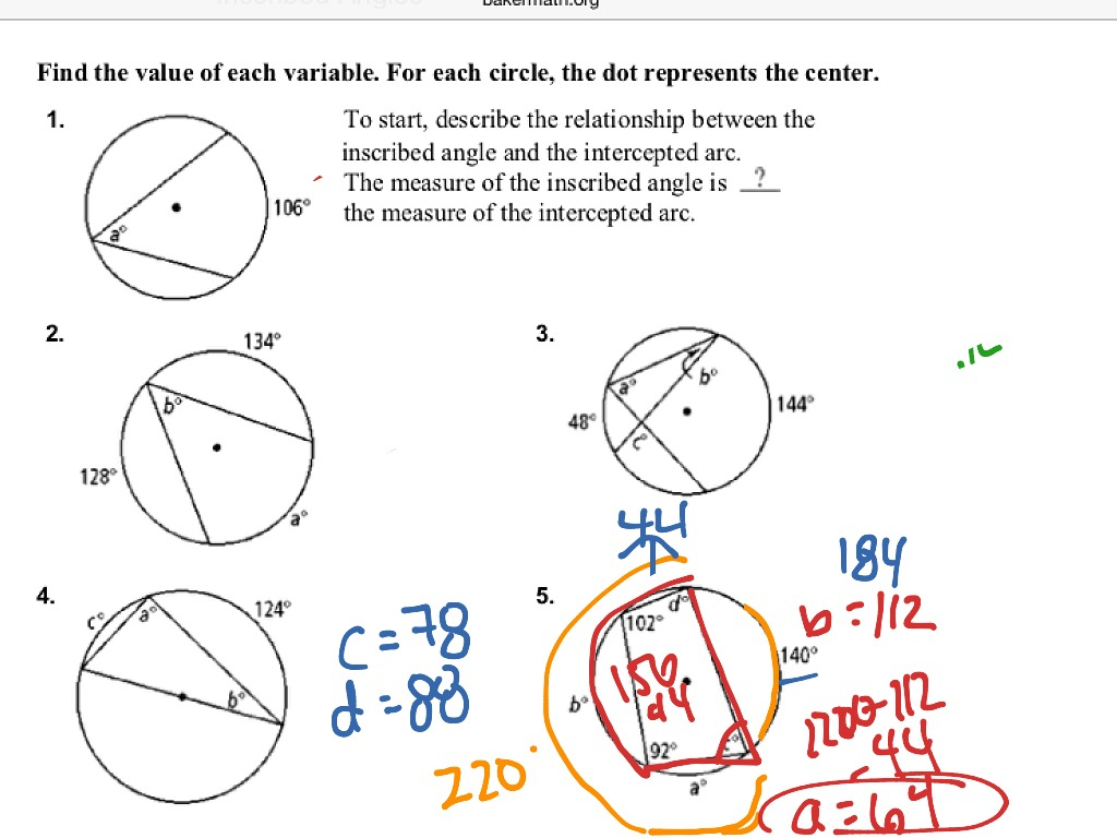 Inscribed Angles Worksheet 12 3 Kidsworksheetfun