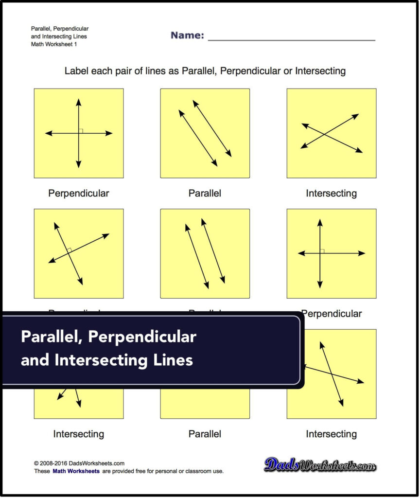 Intersecting Lines Worksheet