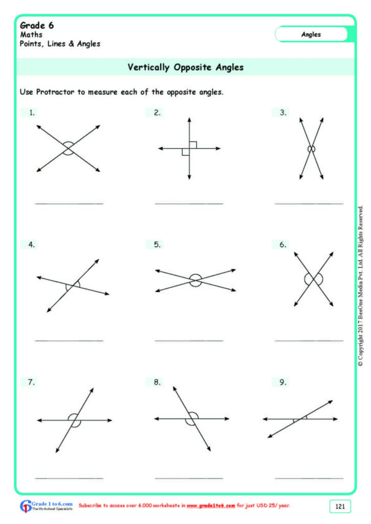Linear Pair And Vertical Angles Worksheet