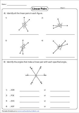 Linear Pair Angles Worksheet