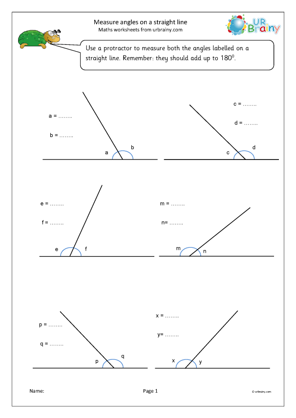 Measure Angles On A Straight Line Geometry Shape For Year 5 age 9