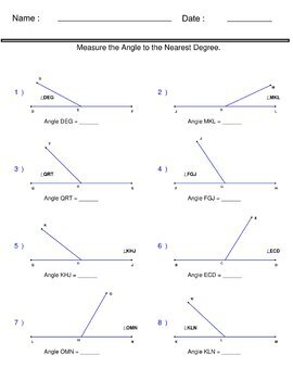 Measure The Angle To The Nearest Degree Measuring Angles Worksheets