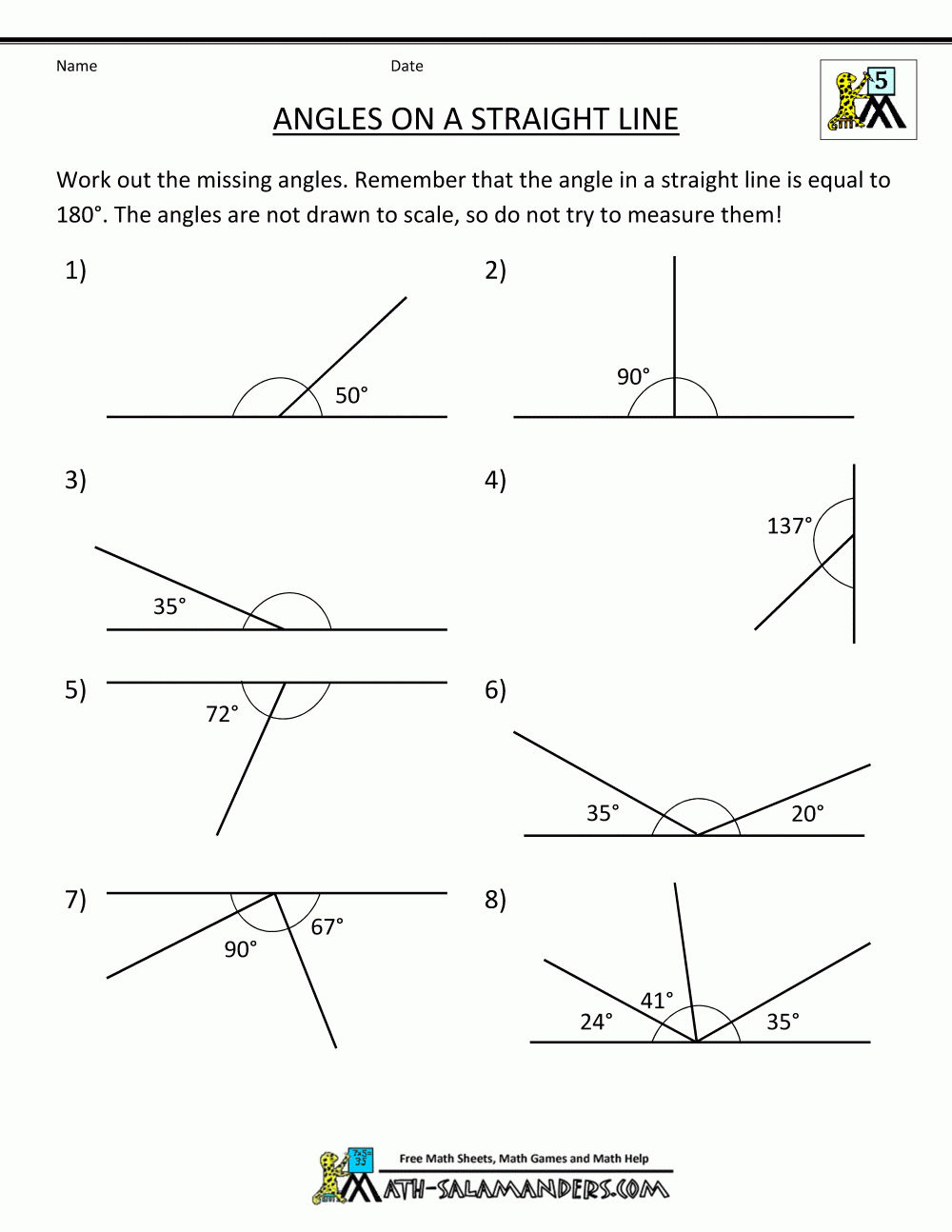 Missing Angles On A Straight Line Worksheet Pdf Angleworksheets