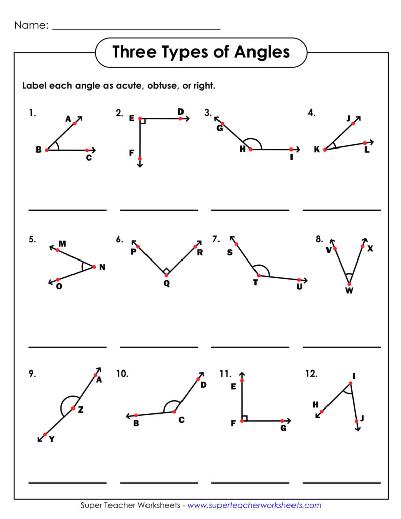 Naming And Measuring Angles Worksheet