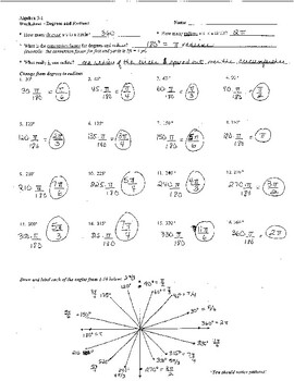 Radians And Degrees Worksheet