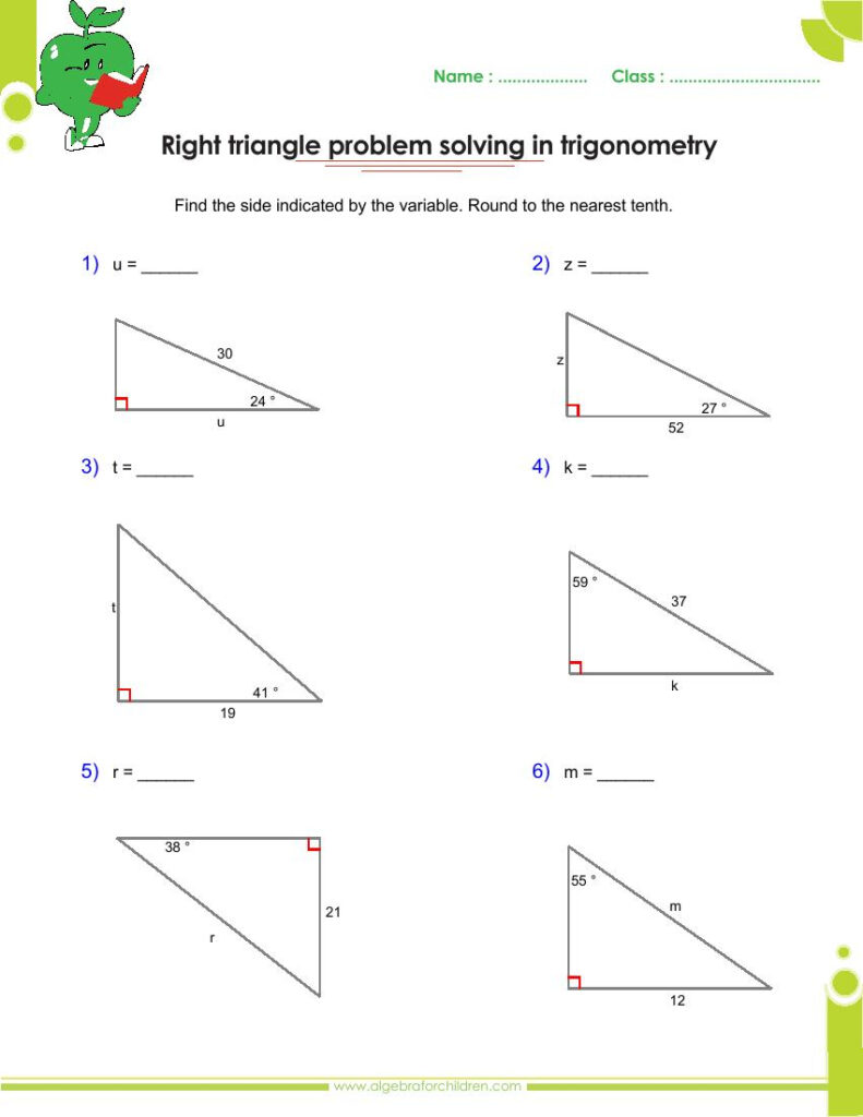 Right Triangle Trigonometry Worksheet