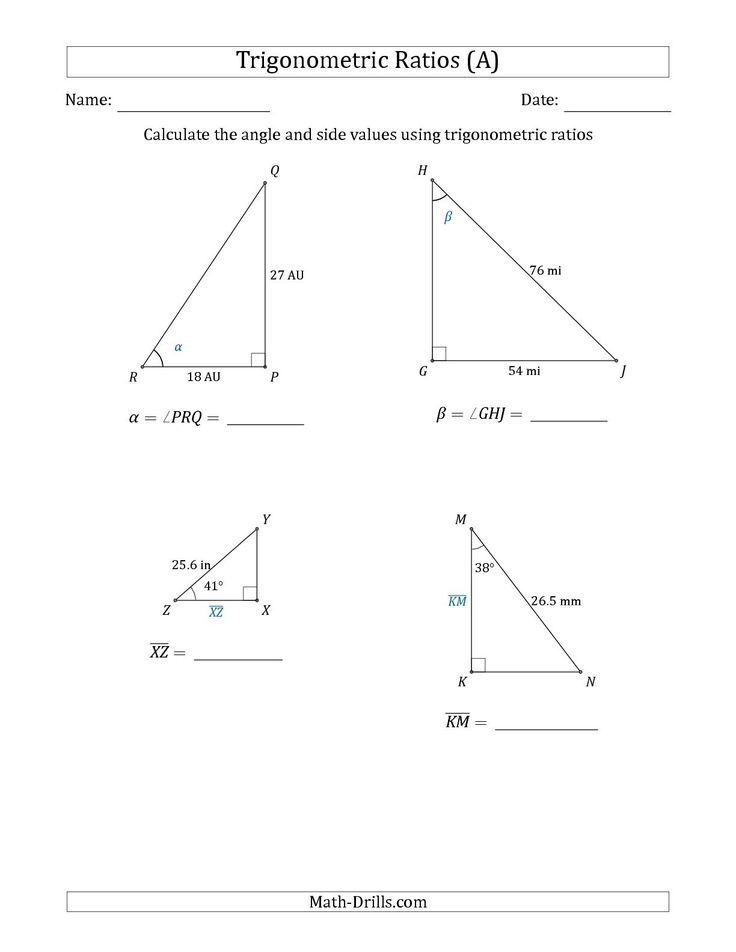 Trigonometry Worksheet T4 Calculating Angles Answers