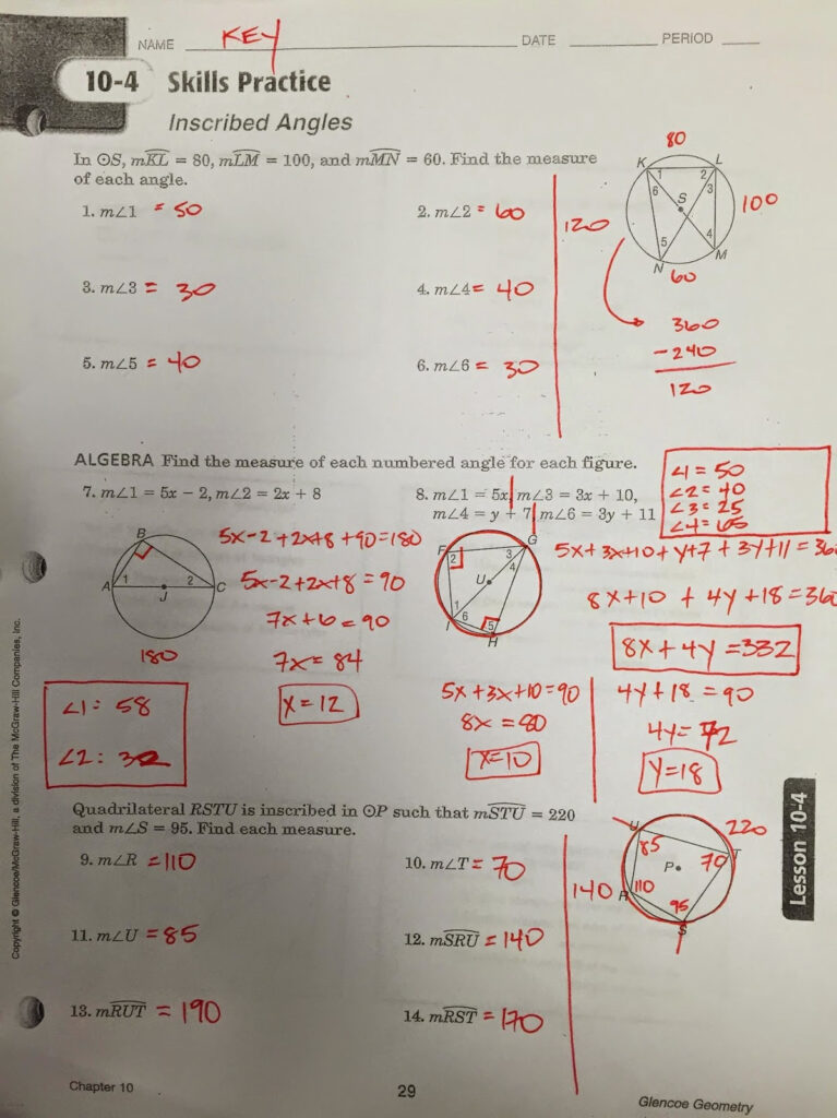 Worksheet Inscribed Angles And Arcs Day 2 Notes Geometry Ans
