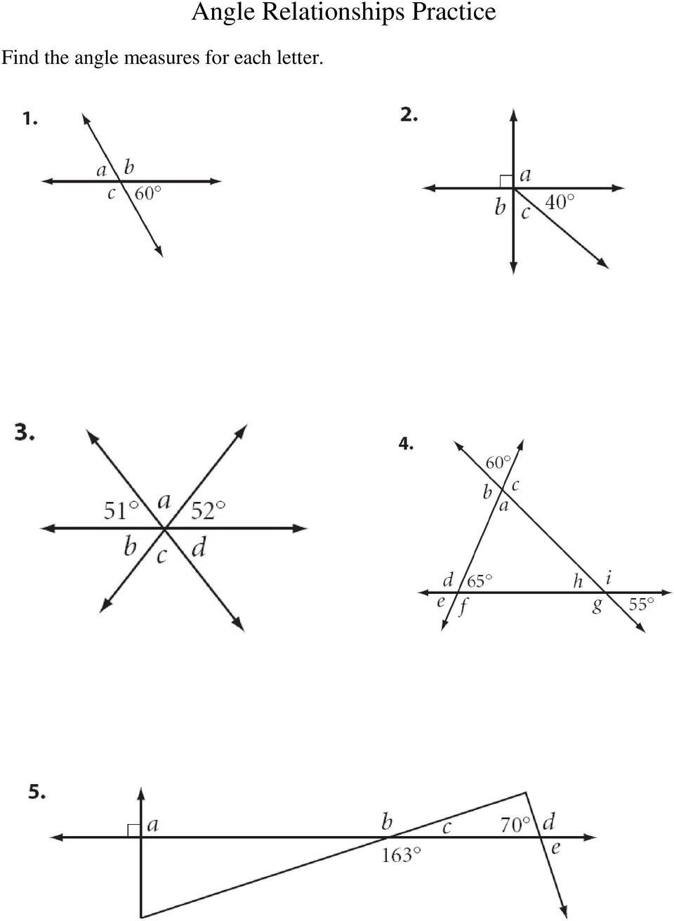 Worksheet On Vertical Angles