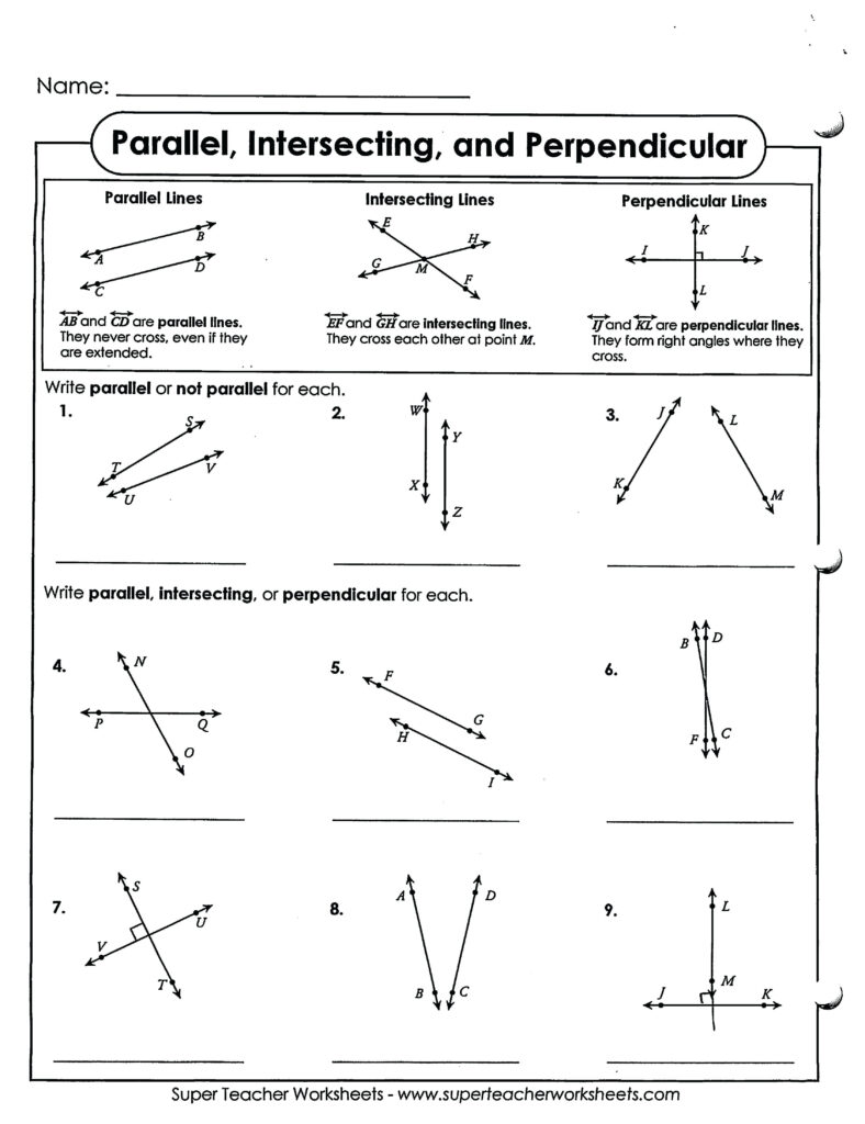 Worksheet Section 3 2 Angles And Parallel Lines Answer Key